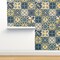 Yellow Tiles Lemons Cheater Quilt Italian Mediterranean Azulejos Sicilian Karge Scale Tuscan Custom Removable Wallpaper by Spoonflower Peel & Stick Wallpaper 2FT Wide